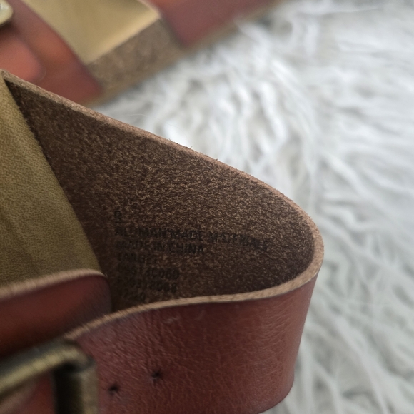 Mad Love Brown Leather Double Buckle Sandals - Picture 6 of 8